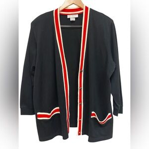c d daniels Women’s Size 1X Black Sweater Cardigan Preppy With Pockets